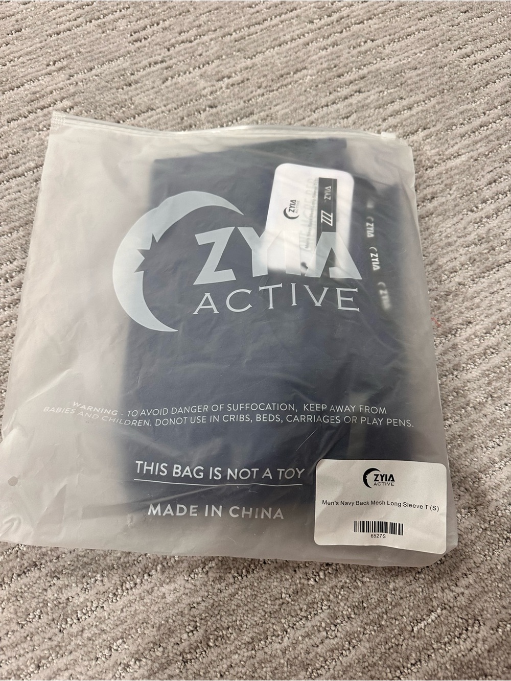 ZYIA Active Men's Navy Long Sleeve Mesh Top